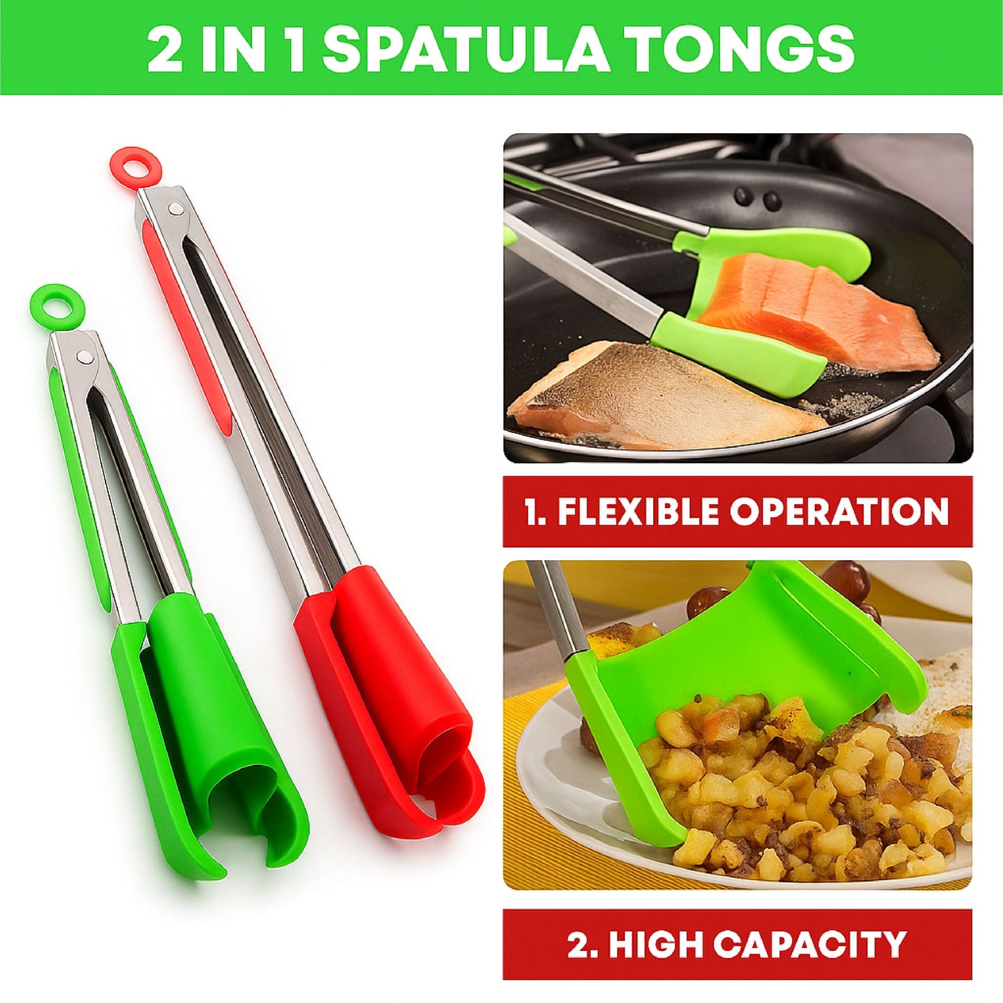 👍 HandyFidgetGround™ FlexiGrip Dual-Action Food Tongs