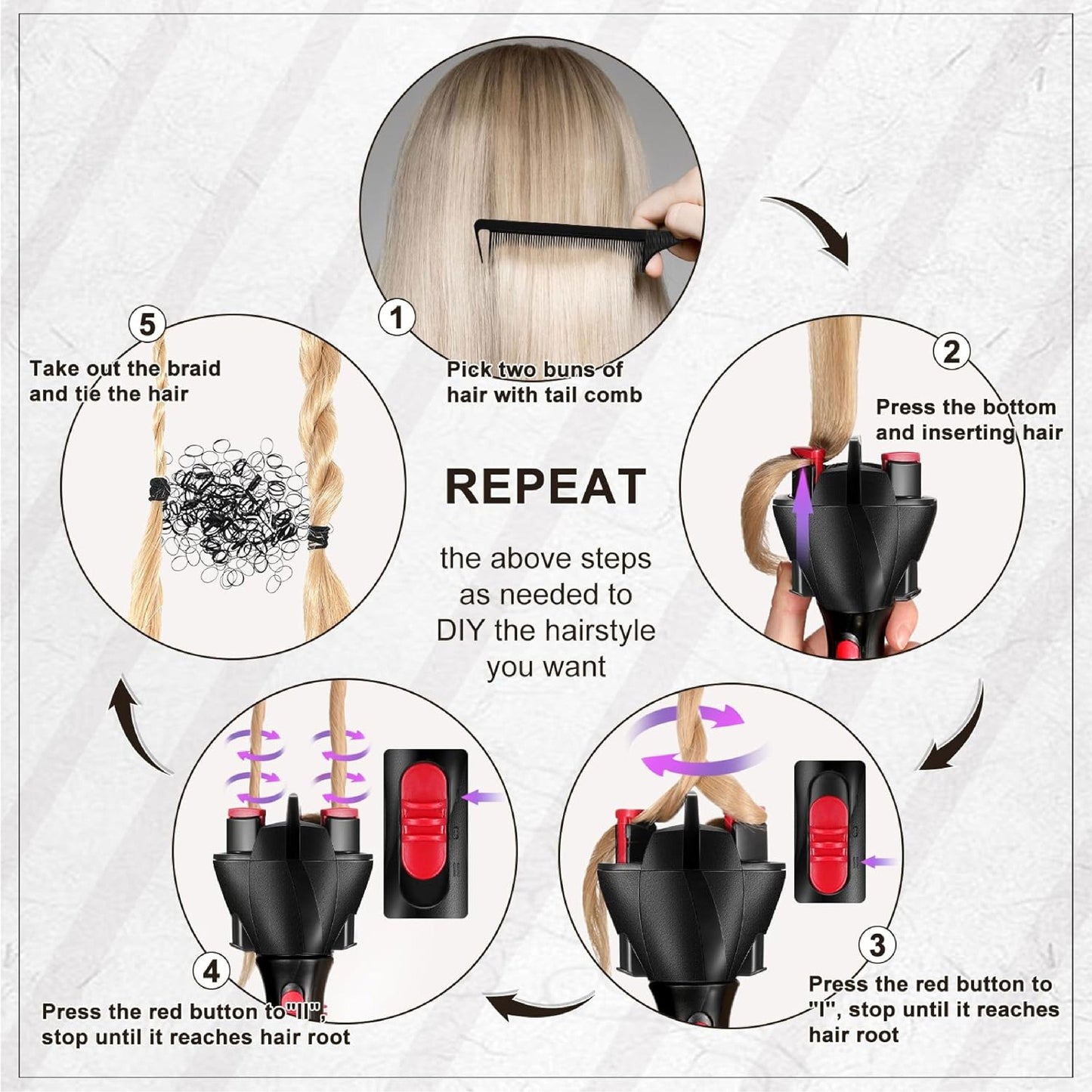 HandyFidgetGround™ TwistEase Auto Braiding Hair Styler
