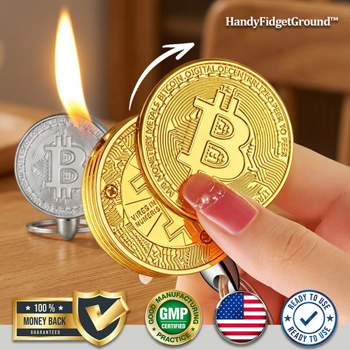 HandyFidgetGround™ Bitcoin Metal Keychain Lighter