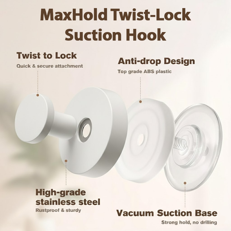 HandyFidgetGround™ MaxHold Twist-Lock Suction Hook