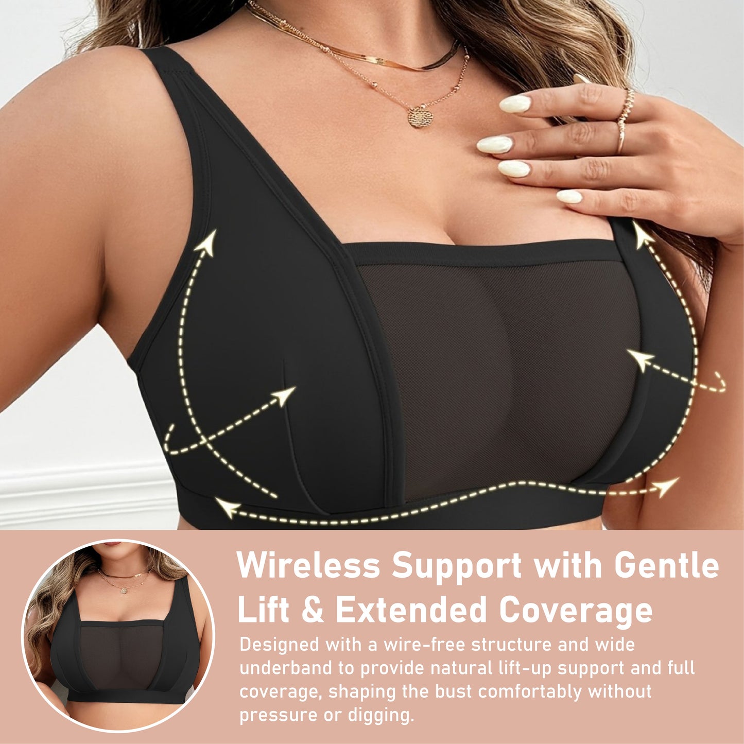 HandyFidgetGround™ SilkCurve Casual Lift-Up Wireless Bra