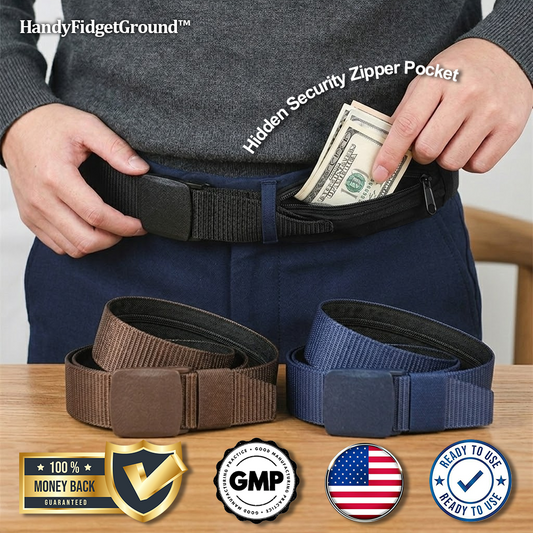 HandyFidgetGround™ StealthZip Hidden Pocket Belt