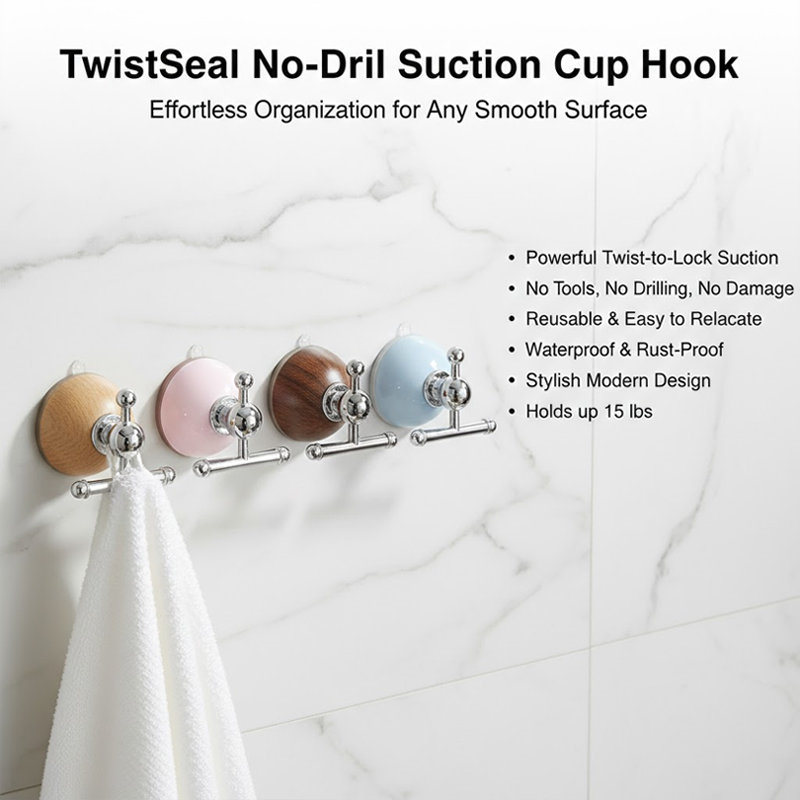 HandyFidgetGround™ TwistSeal No-Drill Suction Cup Hook