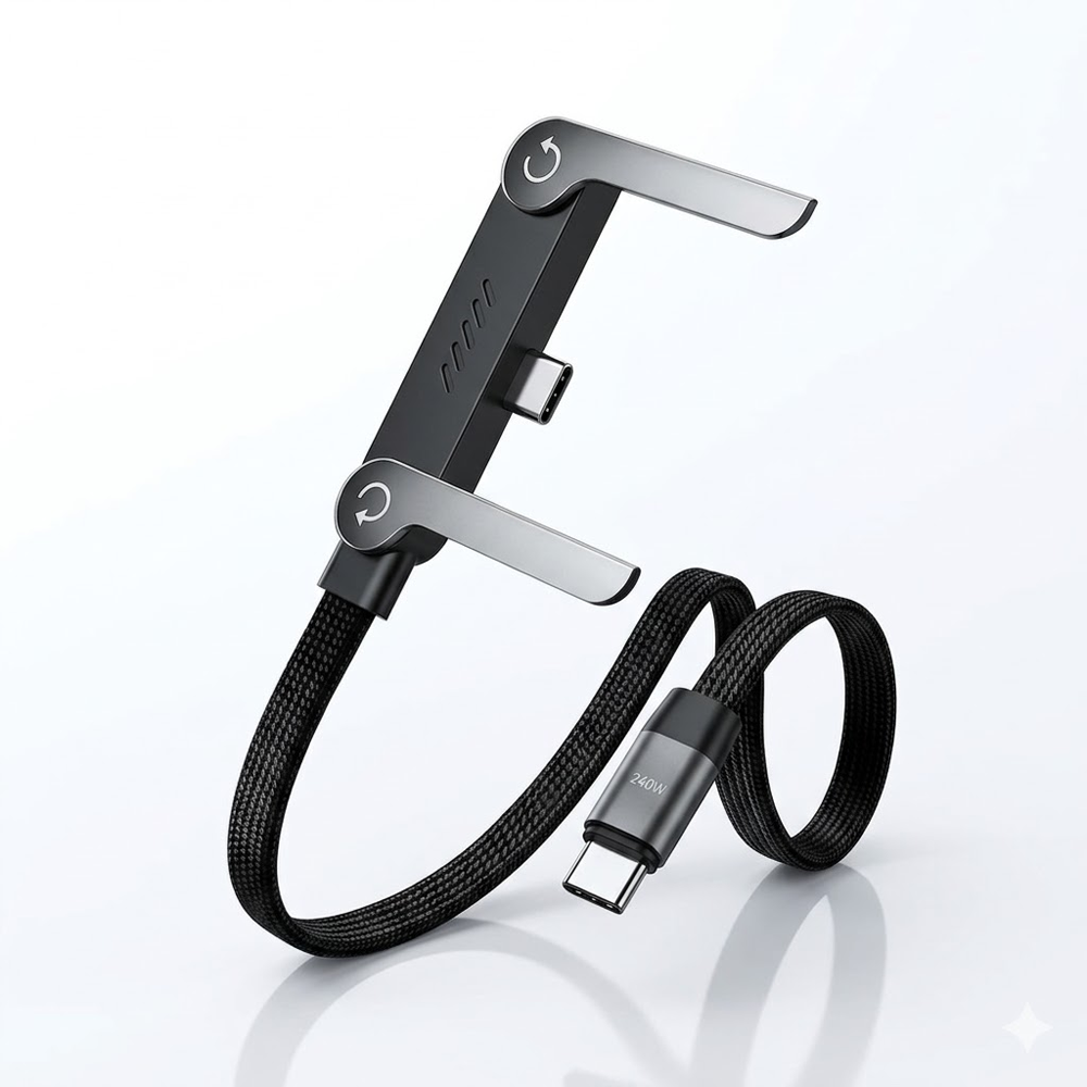 HandyFidgetGround™ VoltFlex 240W Foldable Phone Stand Cable