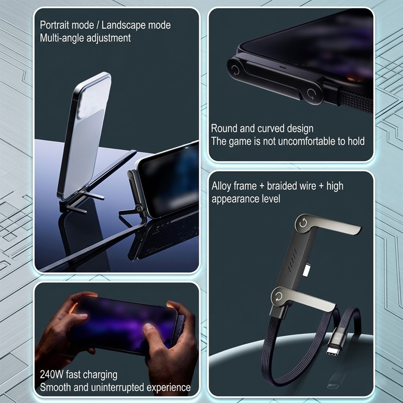 HandyFidgetGround™ VoltFlex 240W Foldable Phone Stand Cable