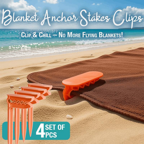 HandyFidgetGround™ Windproof Beach Blanket Anchor Stakes Clips Set
