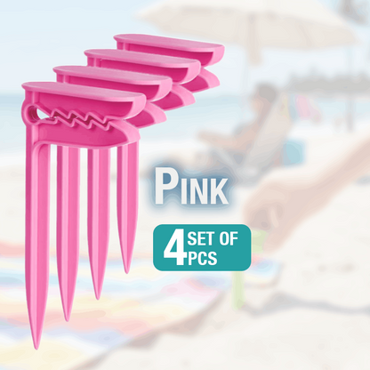 HandyFidgetGround™ Windproof Beach Blanket Anchor Stakes Clips Set