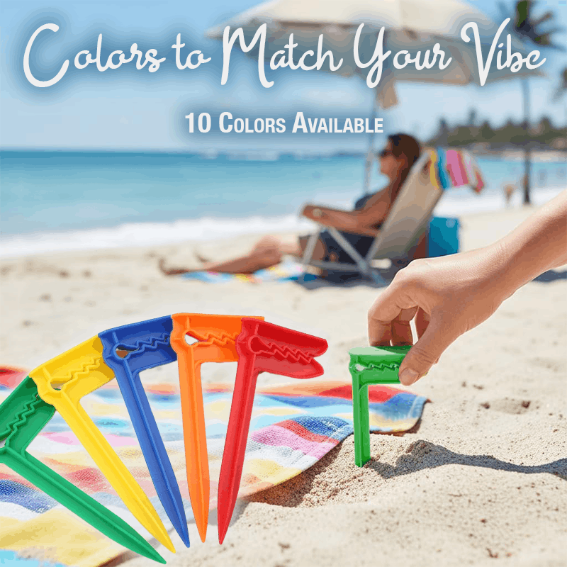HandyFidgetGround™ Windproof Beach Blanket Anchor Stakes Clips Set