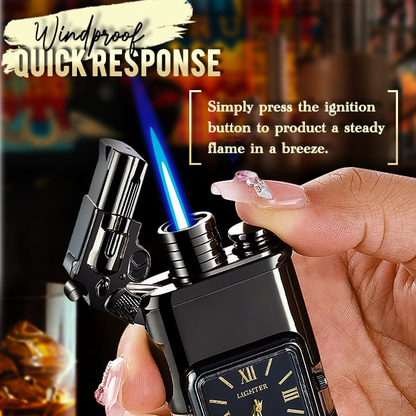 HandyFidgetGround™ Windproof Dual-Flame Vintage Watch Lighter