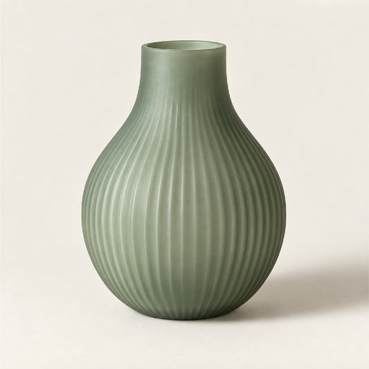 HiFiveGo™ GentleGreen Fluted Glass Round Table Vase