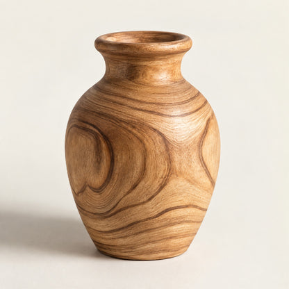 HiFiveGo™ SmoothOak Wood Carved Flower Vase