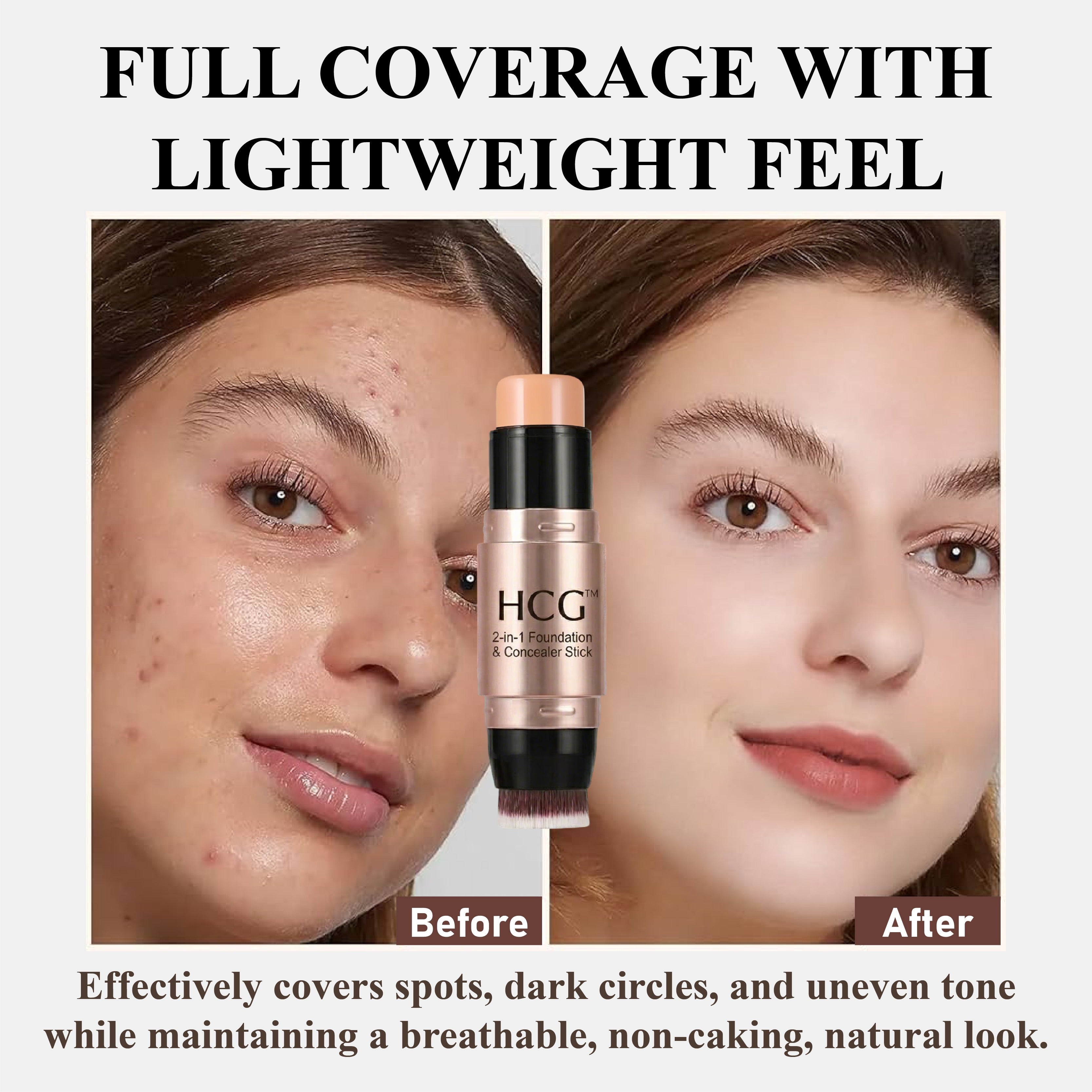 HandyFidgetGround™ 2-in-1 Foundation & Concealer Stick with Brush