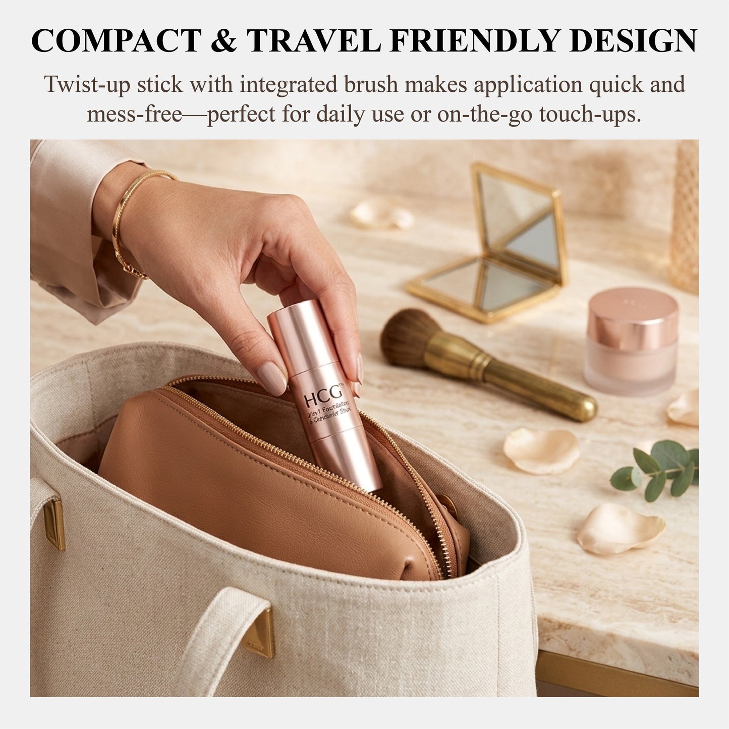 HandyFidgetGround™ 2-in-1 Foundation & Concealer Stick with Brush