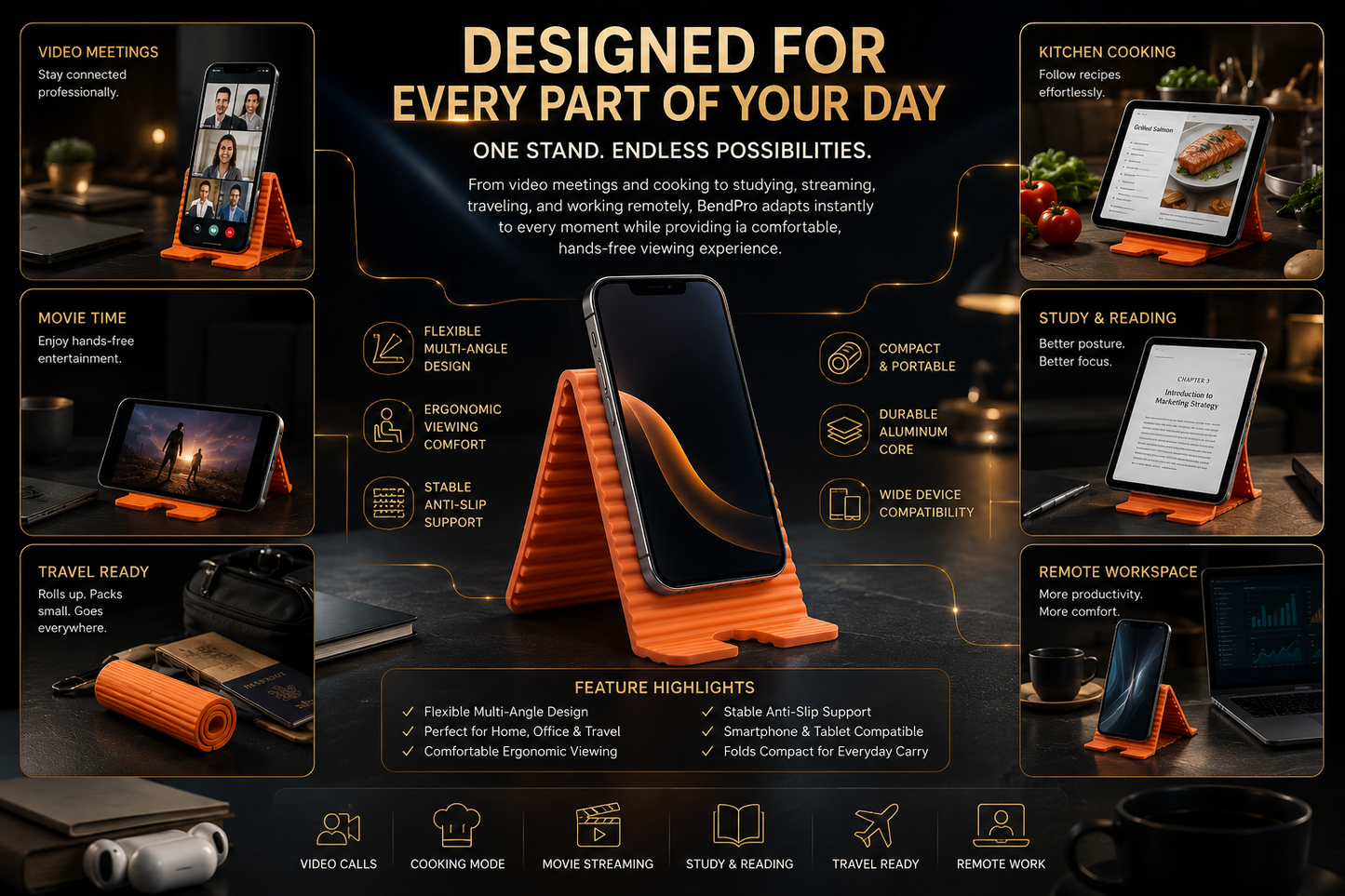 HiFiveGo™ BendPro Flexible Silicone Multi-Device Stand