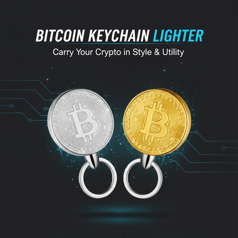 HandyFidgetGround™ Bitcoin Metal Keychain Lighter