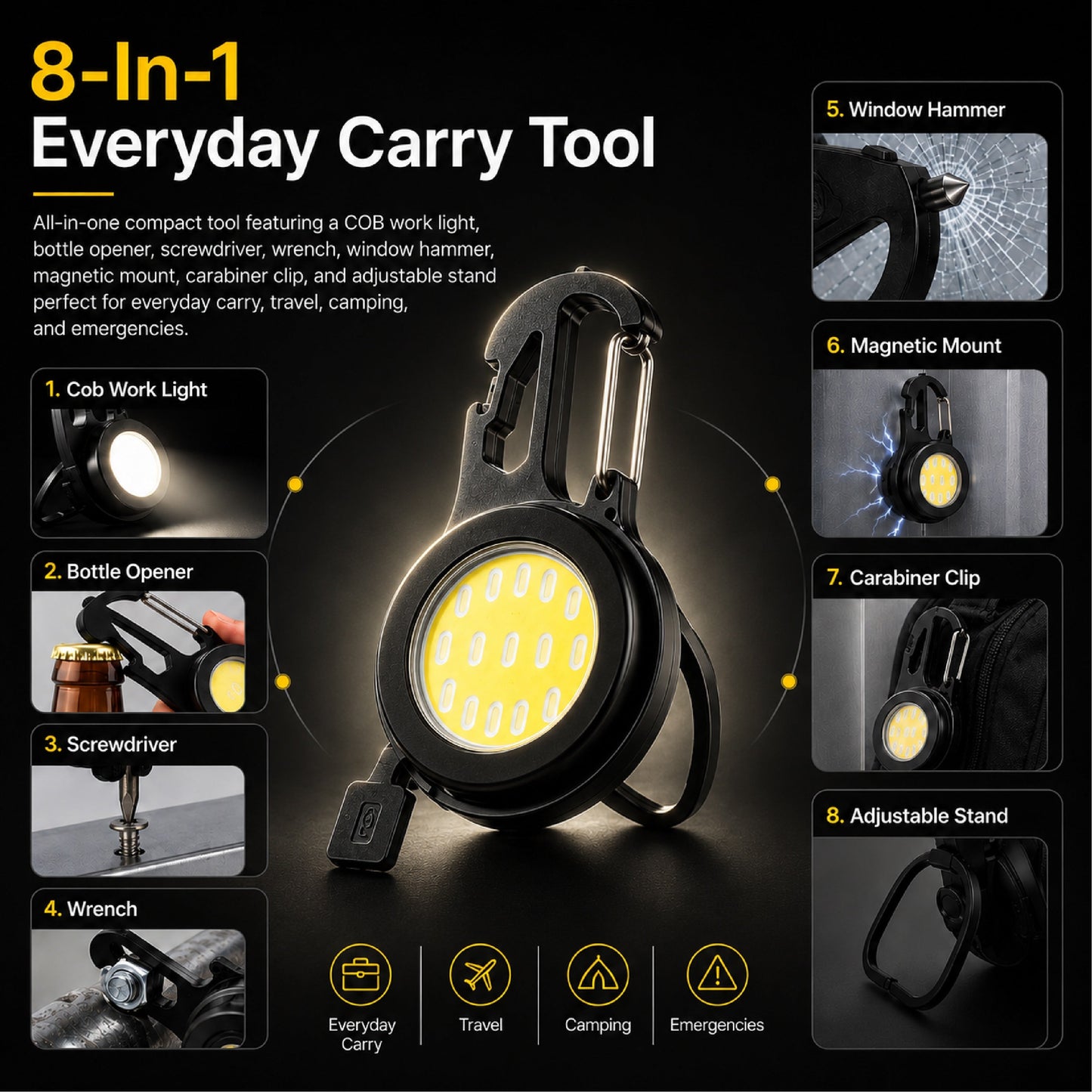 HiFiveGo™ CarryPro COB Light Multi Pocket Tool