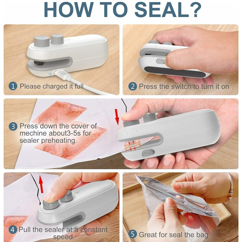 HandyFidgetGround™ FoodLock 2-in-1 Mini Heat Sealer Cutter