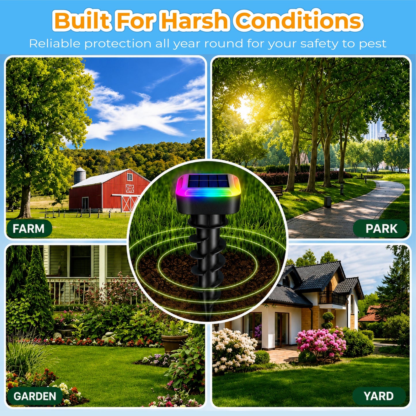 HiFiveGo™ GardenShield RGB Ultrasonic Pest Repeller