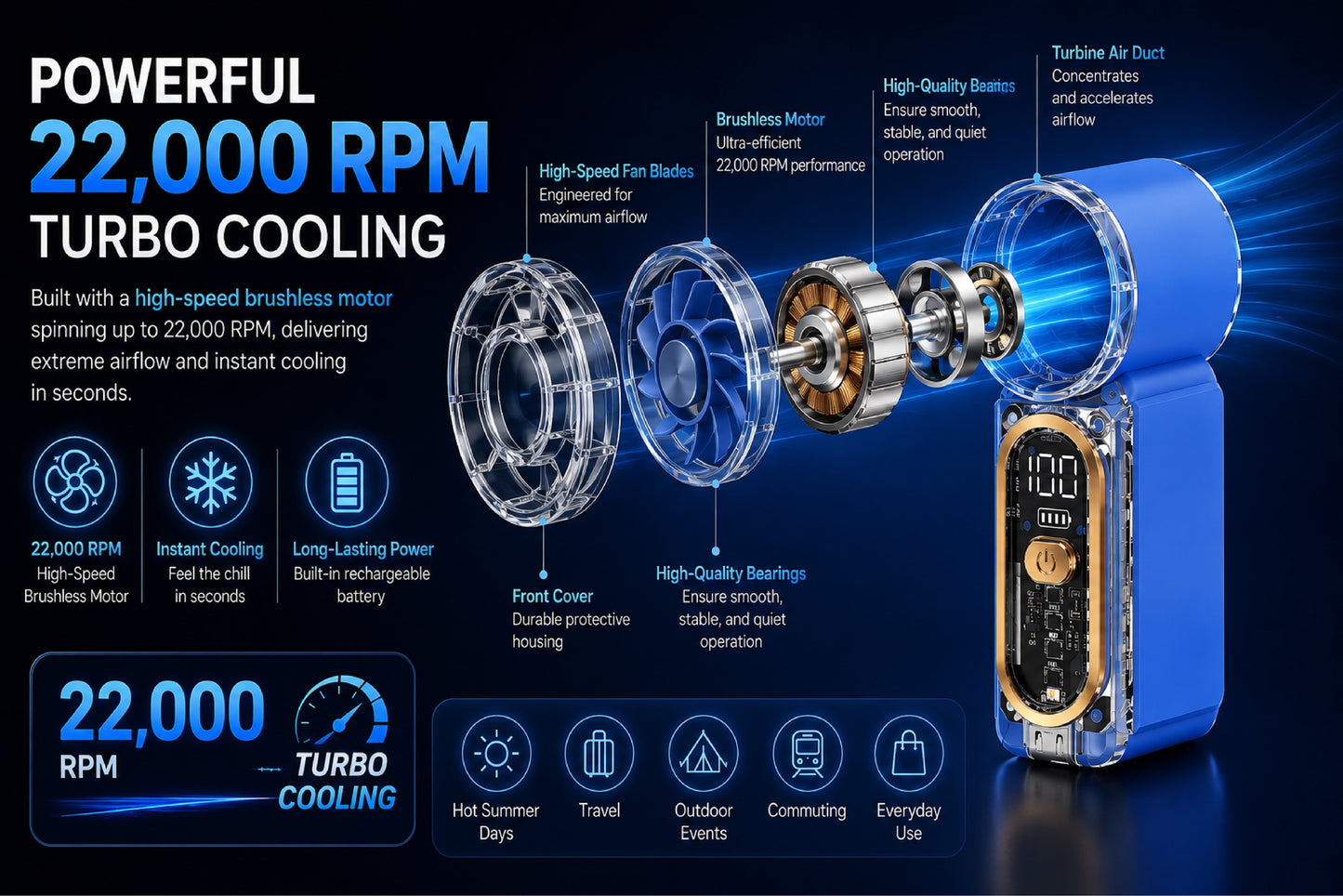 HiFiveGo™ Nano-FrostCore Turbo Mini Fan