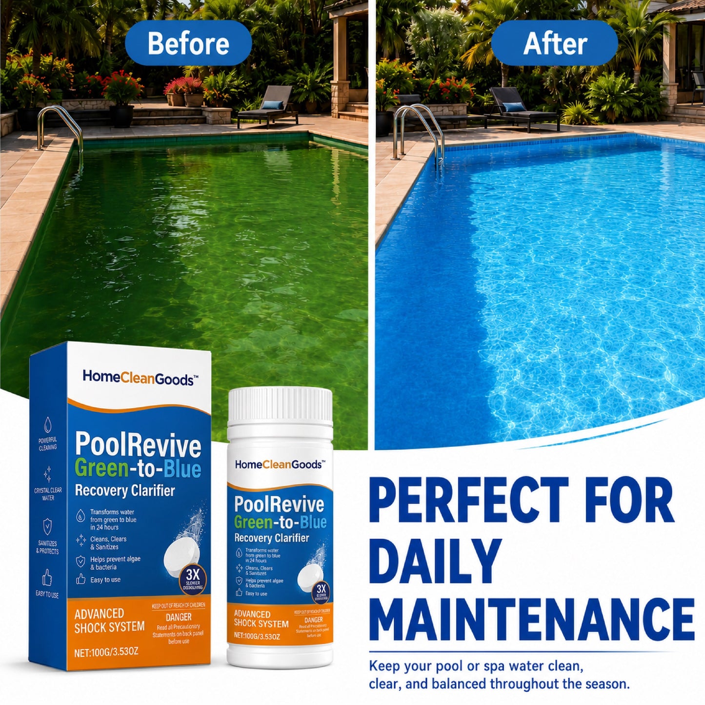 HiFiveGo™ PoolRevive Green-to-Blue Recovery Clarifier
