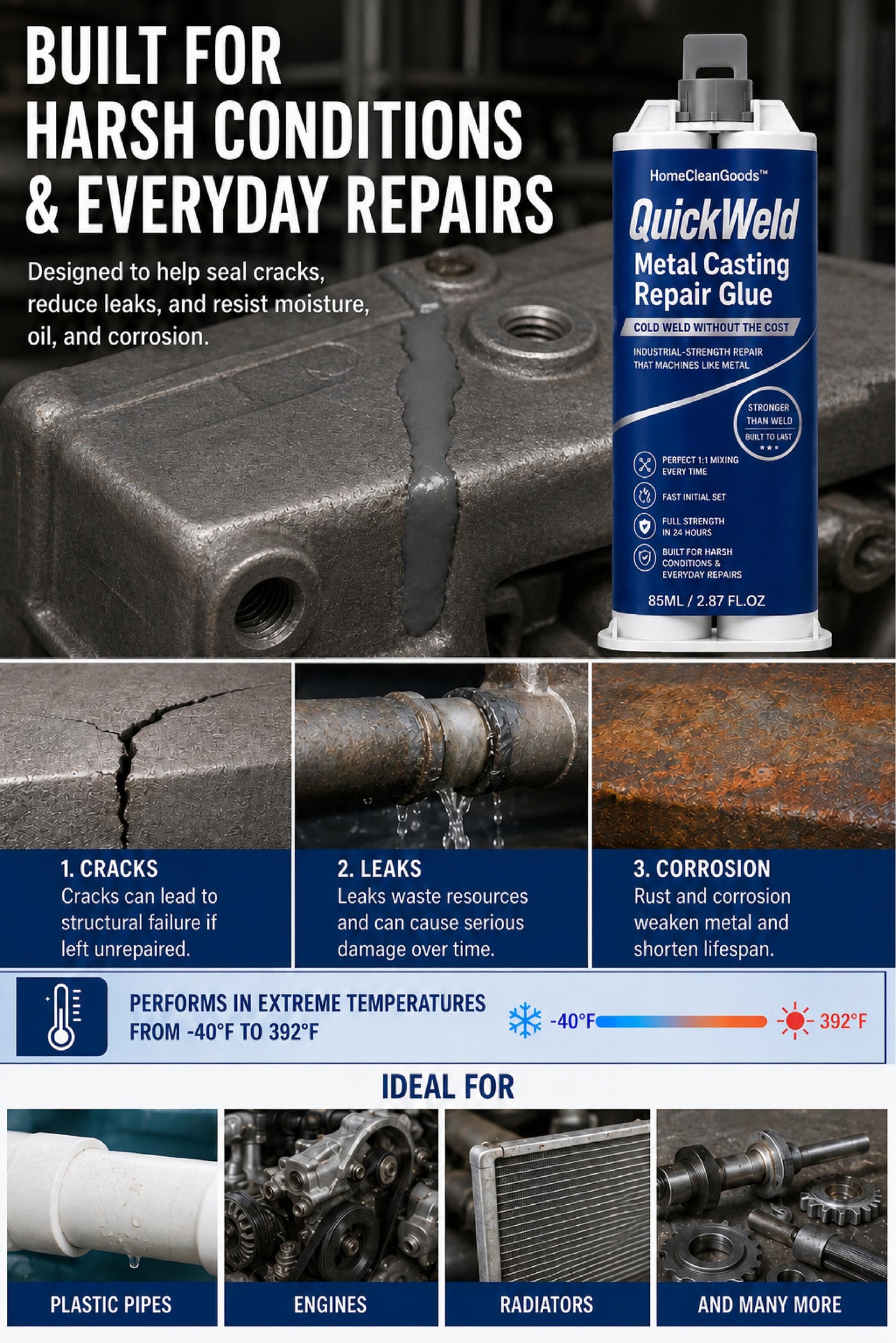 HiFiveGo™ QuickWeld Metal Casting Repair Glue