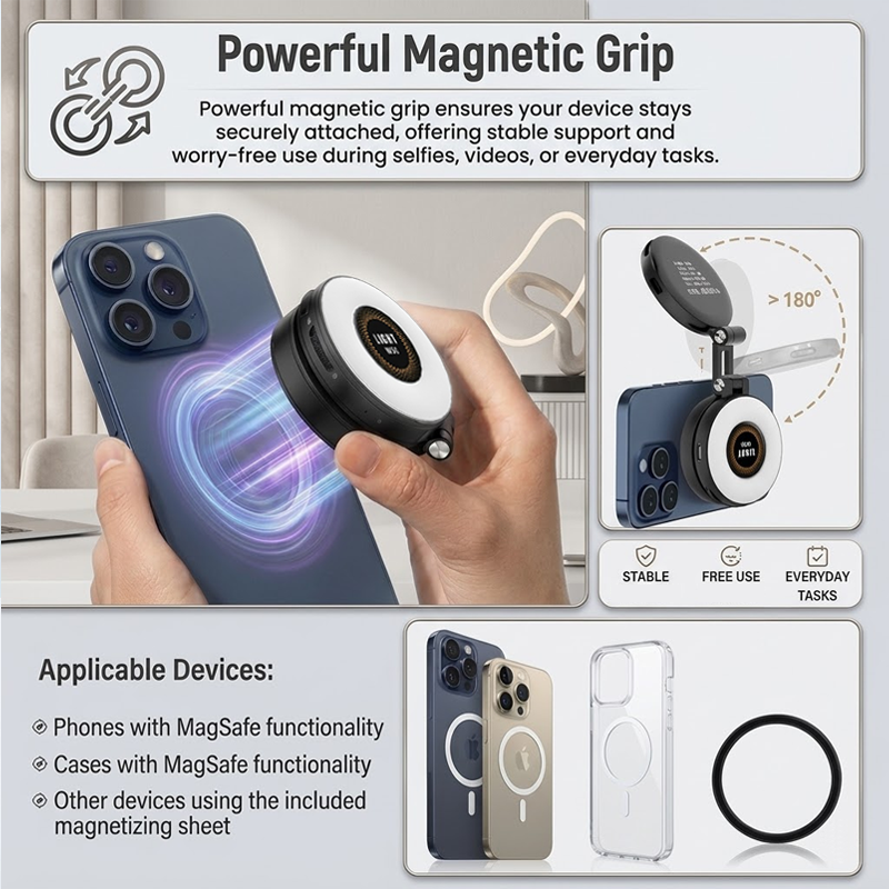HiFiveGo™ SnapGlow Magnetic Fill Light Phone Stand