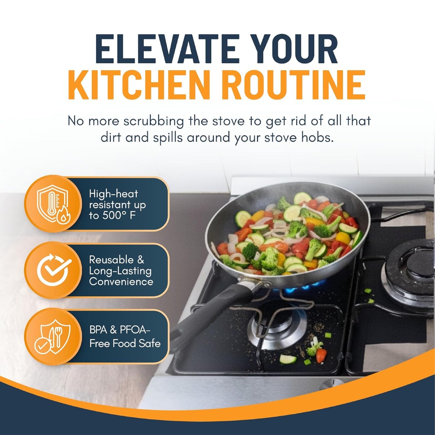 HandyFidgetGround™ SpillShield Non-Stick Stove Burner Covers