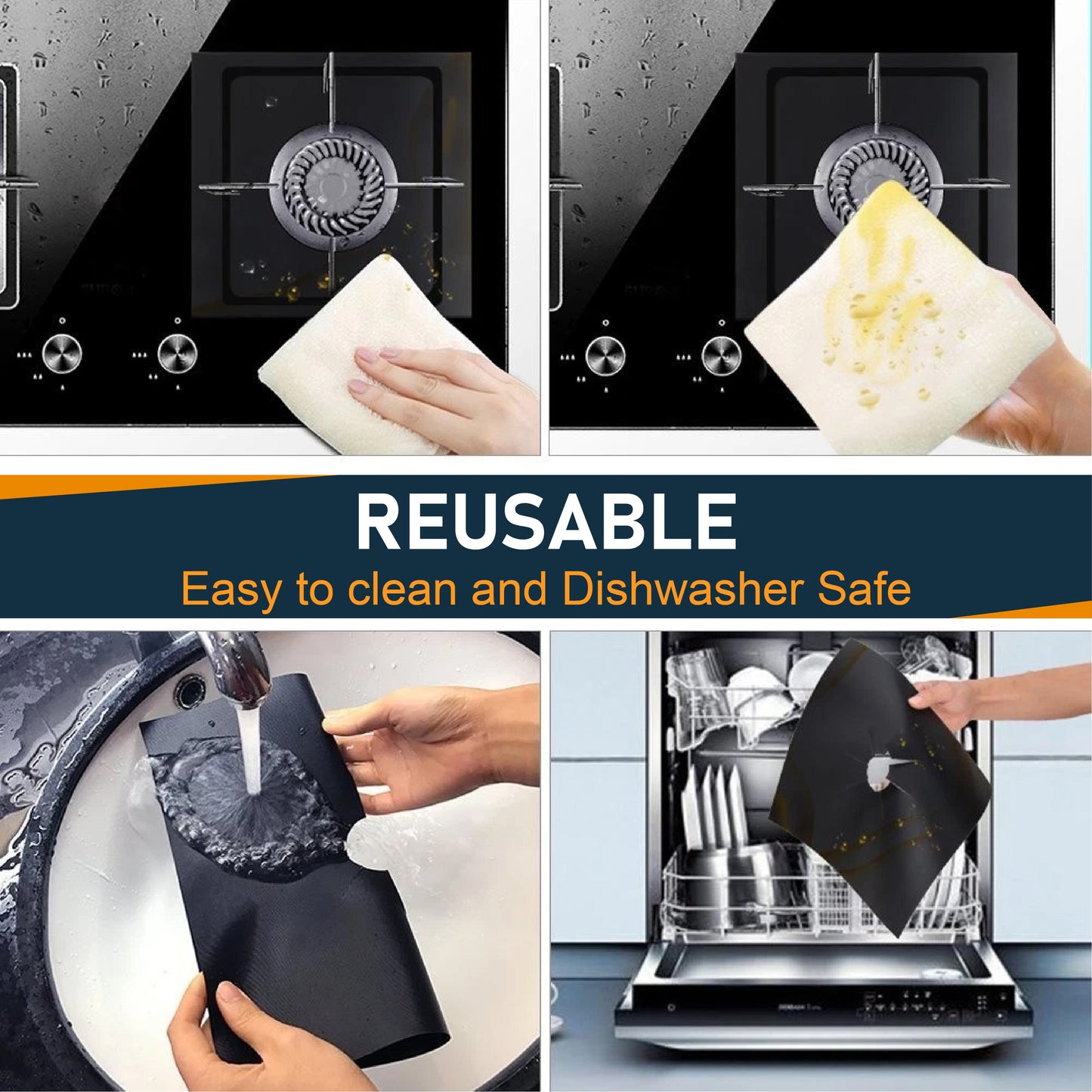 HandyFidgetGround™ SpillShield Non-Stick Stove Burner Covers
