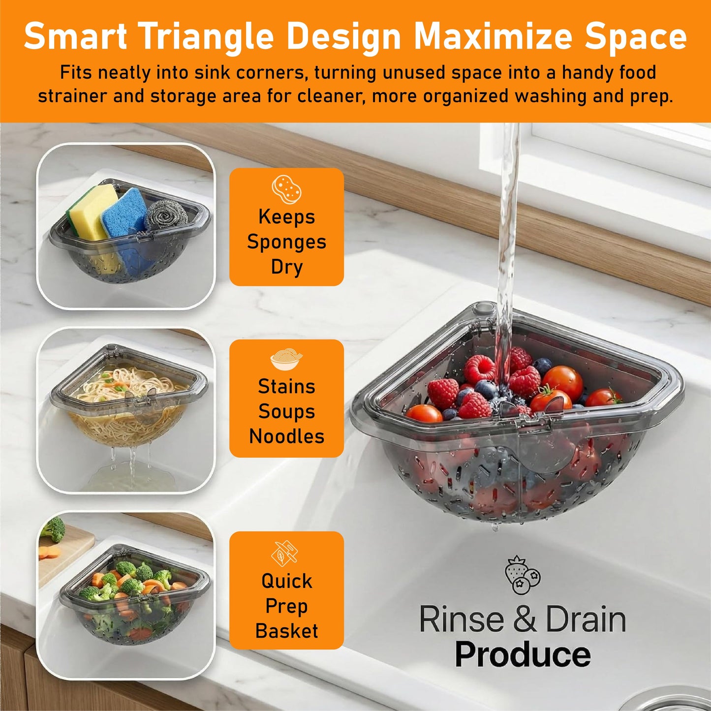 HiFiveGo™ TwistDrain Magnetic Triangle Sink Strainer