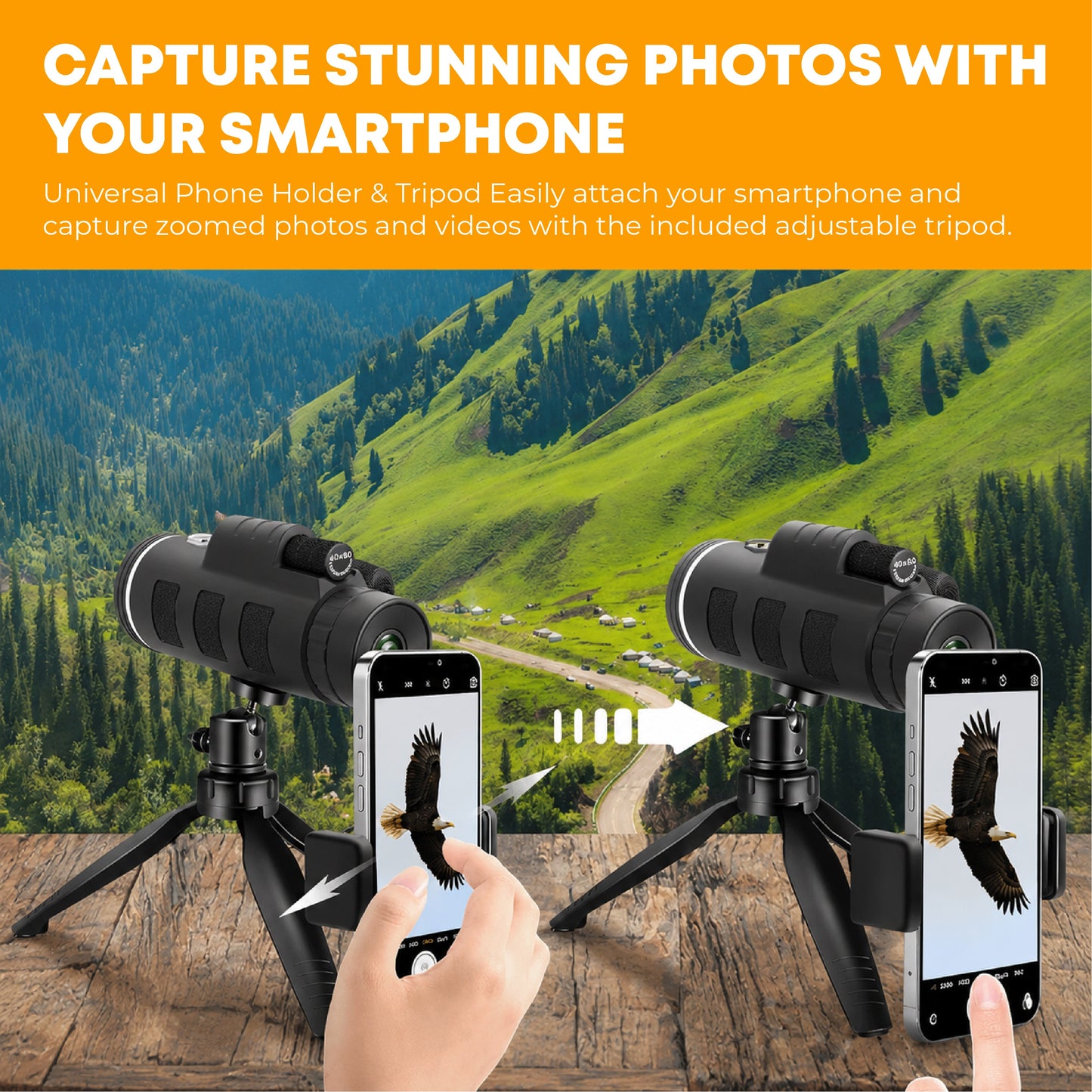 HiFiveGo™ UniverseScope 40x60 Portable Phone Telescope