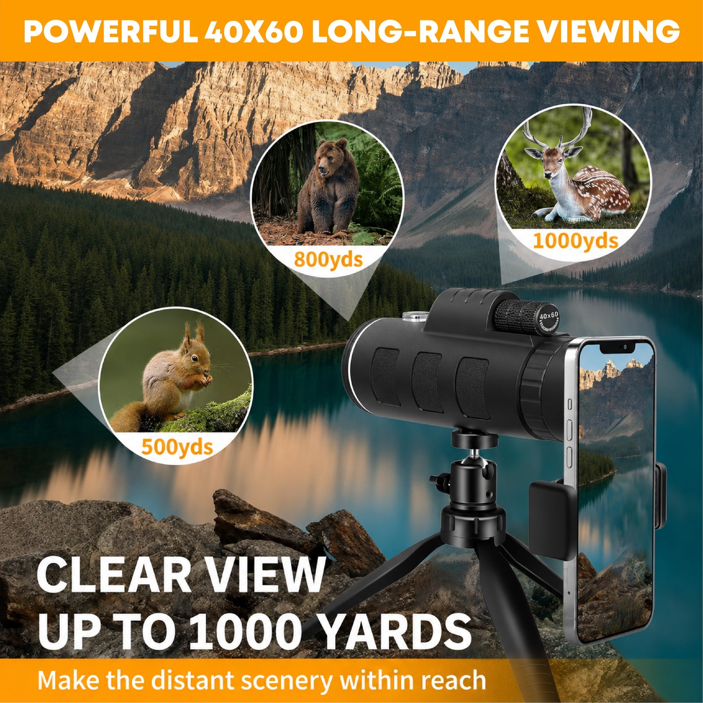 HiFiveGo™ UniverseScope 40x60 Portable Phone Telescope