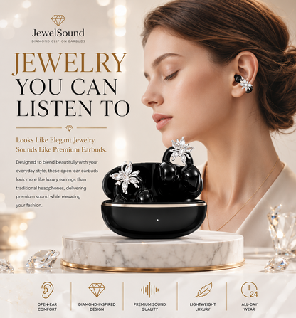 HiFiveGo™ JewelSound Diamond Clip-On Earbuds