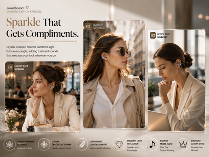 HiFiveGo™ JewelSound Diamond Clip-On Earbuds