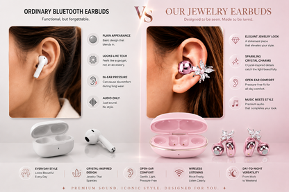 HiFiveGo™ JewelSound Diamond Clip-On Earbuds
