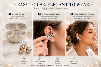 HiFiveGo™ JewelSound Diamond Clip-On Earbuds