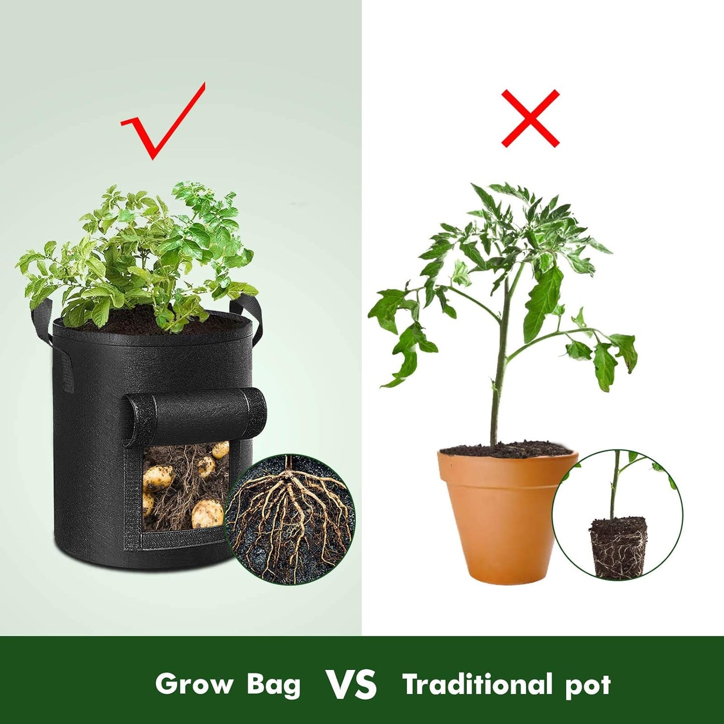 HandyFidgetGround™ Thick Fabric Planting Bags with Window