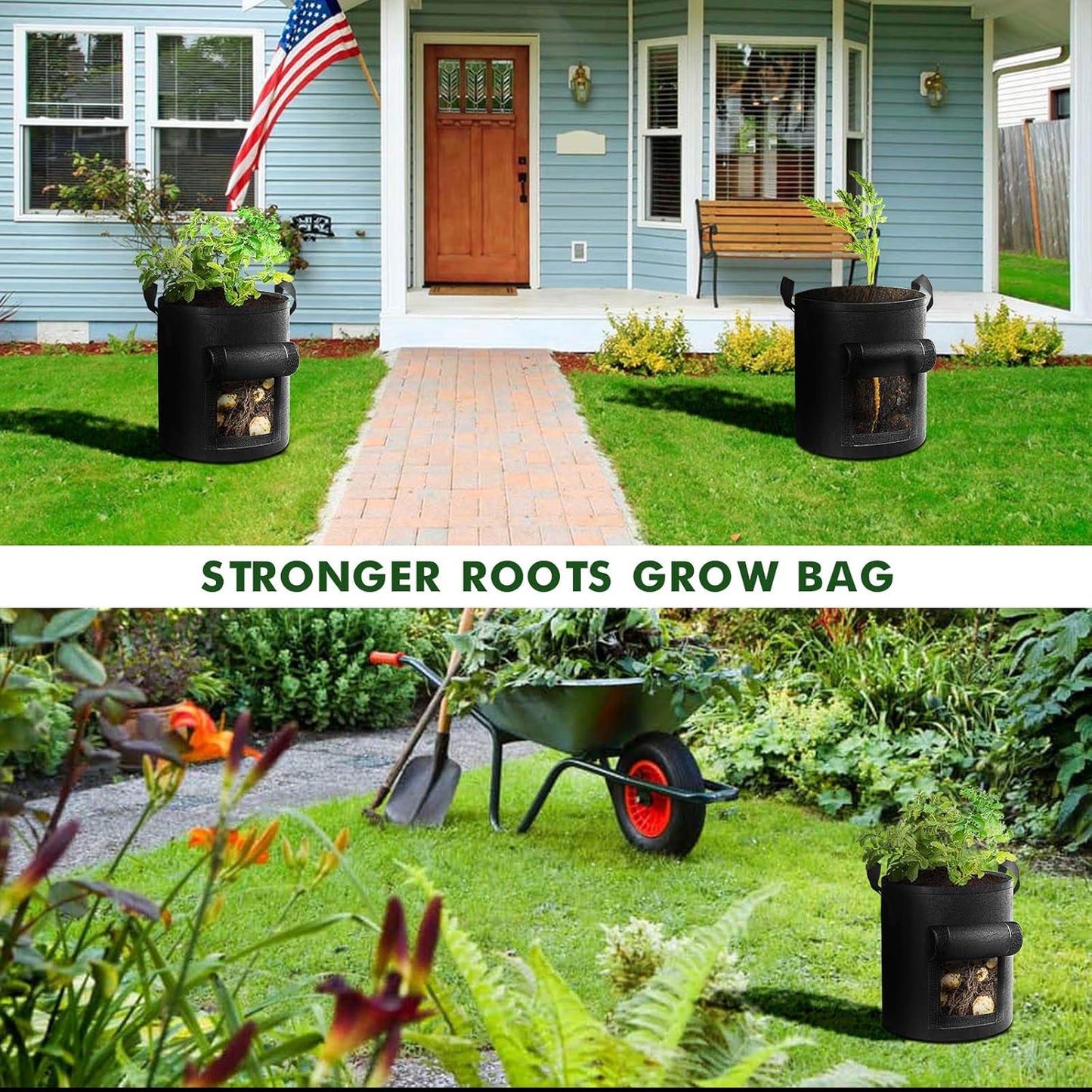 HandyFidgetGround™ Thick Fabric Planting Bags with Window