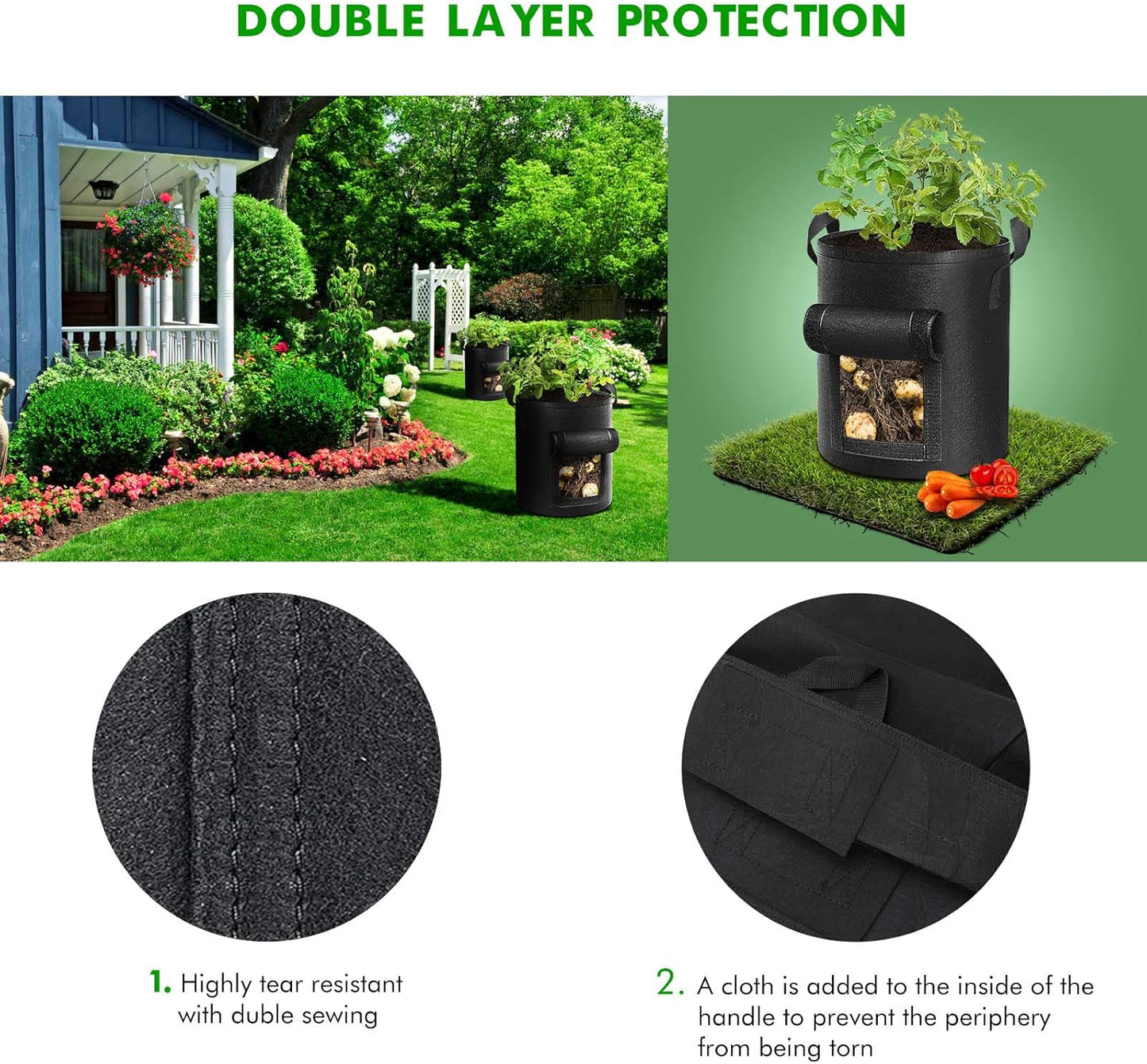 HandyFidgetGround™ Thick Fabric Planting Bags with Window