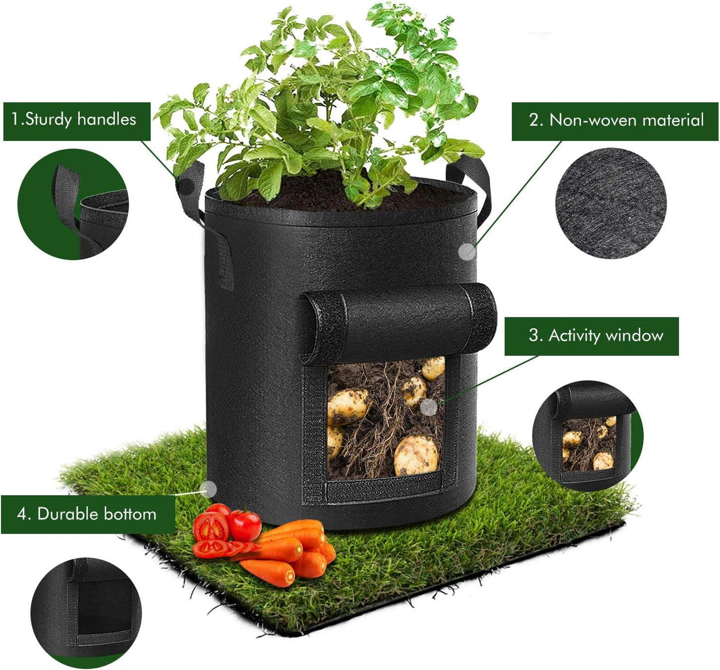 HandyFidgetGround™ Thick Fabric Planting Bags with Window